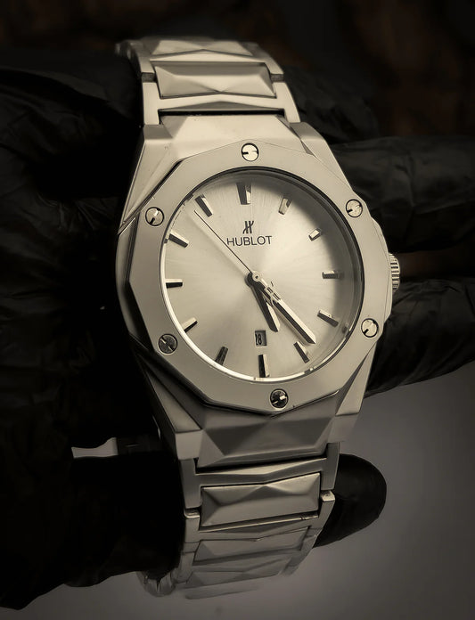 Luxury Diamond Cut Skeleton Men's Watch with Stainless Steel Chain